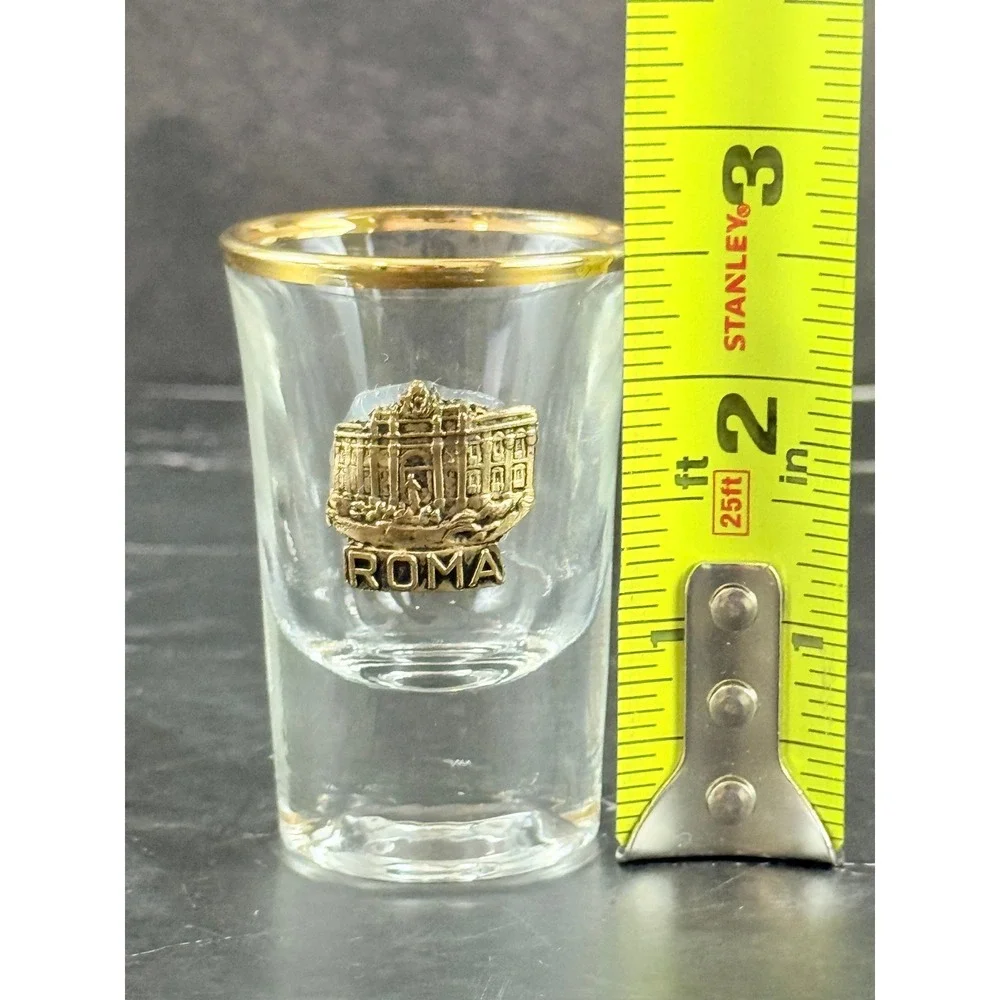 VTG Roma Rome Italy Shot Glass Gold Rimmed Souvenir 2.5in